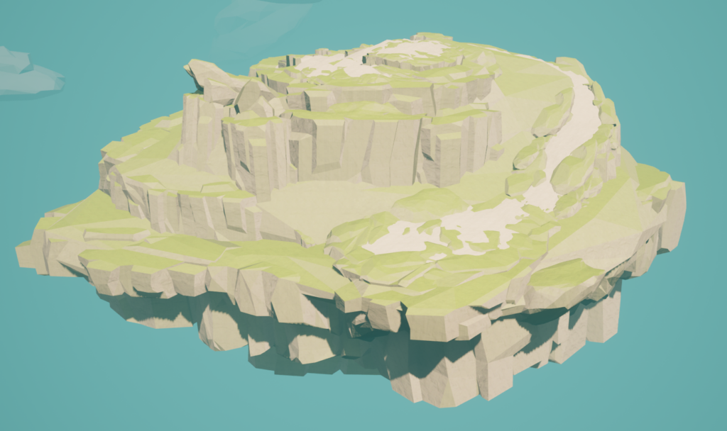 A bare rocky island in the sky