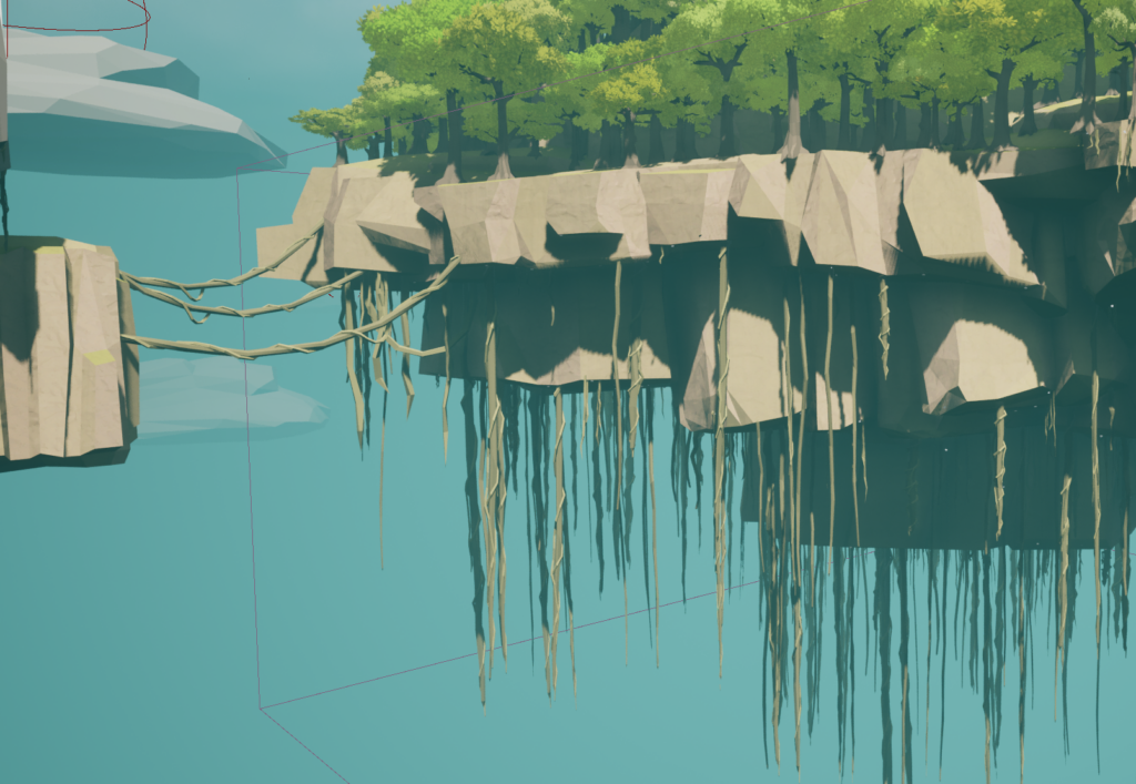 Vines hanging under a floating sky island